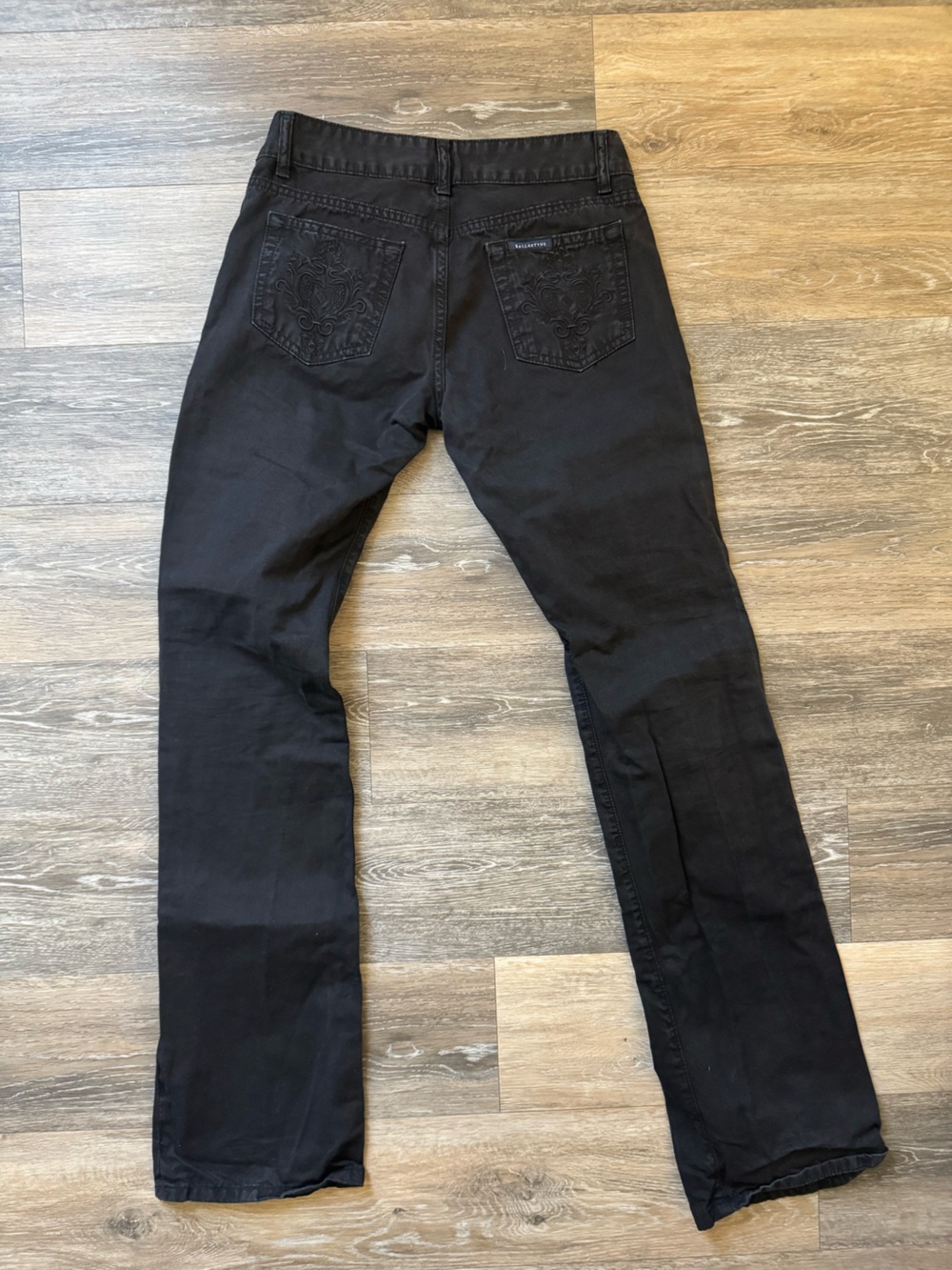 Ballantyne Black Straight Jeans with Embroidered Back Pockets